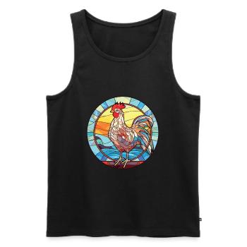 Bunte Aquarell-Tierillustration des Huhns - Männer Premium Bio Tank Top - Schwarz - Vorne - Michal (187cm)