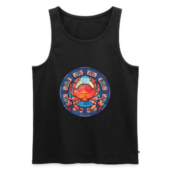 Crab Colorful Watercolor Animal Pet Illustration - Men's Premium Organic Tank Top - black - Front - Michal (187cm)