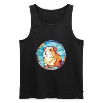 Illustration animale aquarelle colorée de cochon d'Inde - Débardeur bio Premium Homme - noir - Devant - Michal (187cm)