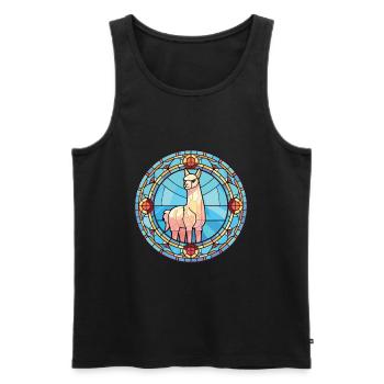 Alpaca Colorful Watercolor Animal Pet Illustration - Men's Premium Organic Tank Top - black - Front - Michal (187cm)
