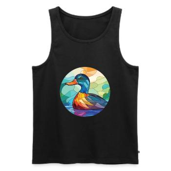 Canard Coloré Aquarelle Animal Animal De Compagnie Illustration - Débardeur bio Premium Homme - noir - Devant - AI Model Male 178 light (178cm)
