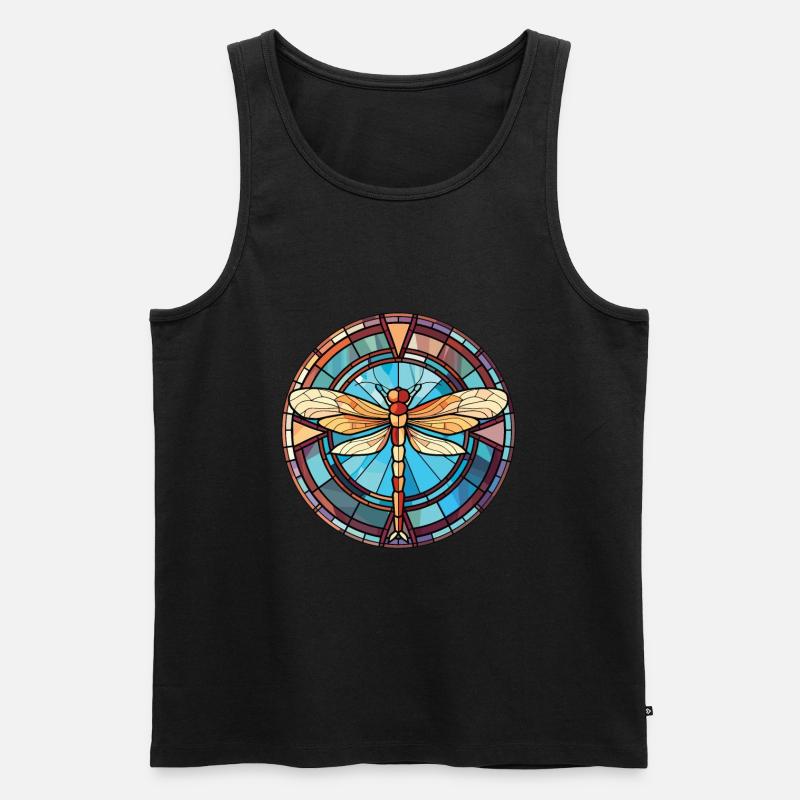 Libelle bunte Aquarell-Tierillustration - Männer Premium Bio Tank Top - Schwarz