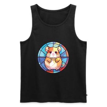 Hamster Colorful Watercolor Animal Illustration - Men's Premium Organic Tank Top - black - Front - AI Model Male 178 light (178cm)