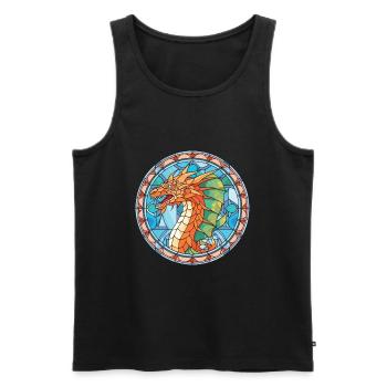 Bunte Aquarell-Tierhaustierillustration des Drachen - Männer Premium Bio Tank Top - Schwarz - Vorne - AI Model Male 178 light (178cm)