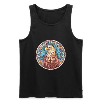 Eagle Colorful Watercolor Animal Pet Illustration - Men's Premium Organic Tank Top - black - Front - AI Model Male 178 light (178cm)