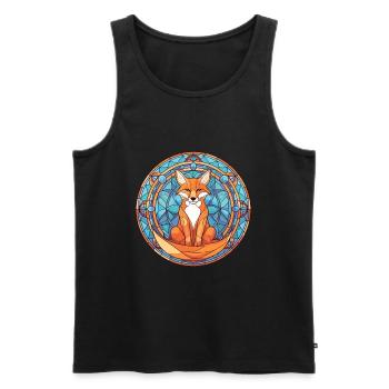 Fuchs bunte Aquarell-Tier-Haustier-Illustration - Männer Premium Bio Tank Top - Schwarz - Vorne - AI Model Male 178 light (178cm)