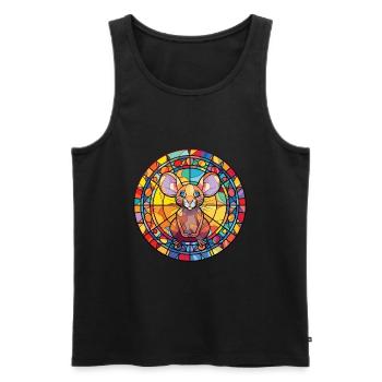 Maus Buntes Aquarell Tier Haustier Illustration - Männer Premium Bio Tank Top - Schwarz - Vorne - AI Model Male 178 light (178cm)
