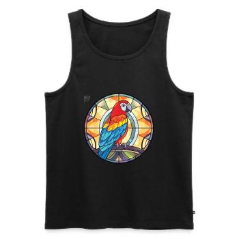 Papagei buntes Aquarell Tier Haustier Illustration - Männer Premium Bio Tank Top - Schwarz - Vorne - Michal (187cm)