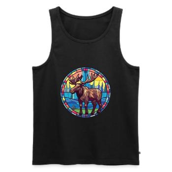 Moose Colorful Watercolor Animal Pet Illustration - Men's Premium Organic Tank Top - black - Front - Michal (187cm)