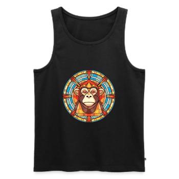 Monkey Colorful Watercolor Animal Pet Illustration - Men's Premium Organic Tank Top - black - Front - AI Model Male 178 light (178cm)