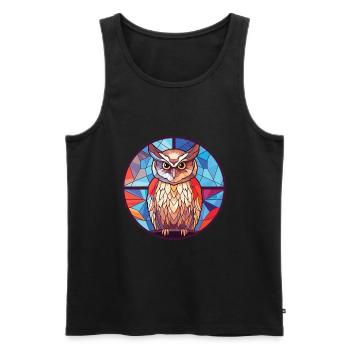 Eule buntes Aquarell Tier Haustier Illustration - Männer Premium Bio Tank Top - Schwarz - Vorne - Michal (187cm)