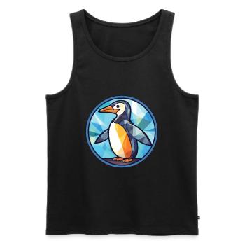 Penguin Colorful Watercolor Animal Illustration - Men's Premium Organic Tank Top - black - Front - Michal (187cm)