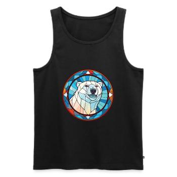 Polar Bear Colorful Watercolor Animal Illustration - Men's Premium Organic Tank Top - black - Front - Michal (187cm)