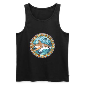 Shark Colorful Watercolor Animal Pet Illustration - Men's Premium Organic Tank Top - black - Front - AI Model Male 178 light (178cm)