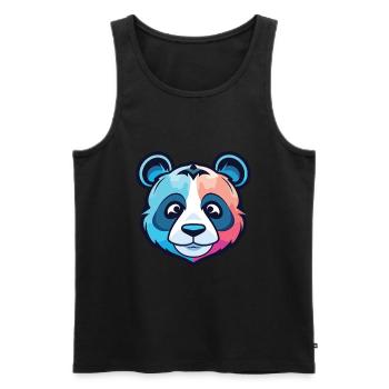 Panda Colorful Watercolor Animal Pet Illustration - Men's Premium Organic Tank Top - black - Front - Michal (187cm)