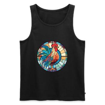 Hahn Buntes Aquarell Tier Illustration - Männer Premium Bio Tank Top - Schwarz - Vorne - AI Model Male 178 light (178cm)