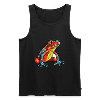 Frosch buntes Aquarell Tier Haustier Illustration - Männer Premium Bio Tank Top - Schwarz - Vorne - Michal (187cm)