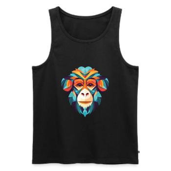 Singe ouistiti coloré aquarelle Animal Cartoon - Débardeur bio Premium Homme - noir - Devant - AI Model Male 178 light (178cm)