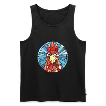 Poule aquarelle colorée Animal animal de compagnie Illustration - Débardeur bio Premium Homme - noir - Devant - AI Model Male 178 light (178cm)