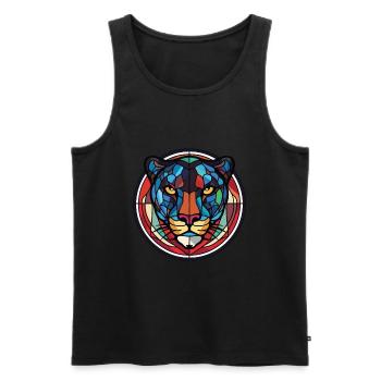 Panther buntes Aquarell Tier Illustration - Männer Premium Bio Tank Top - Schwarz - Vorne - Michal (187cm)