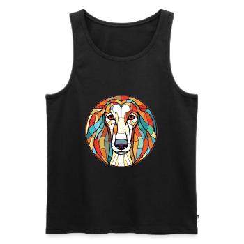 Russe Barzoï Chien Aquarelle Colorée Animal De Compagnie - Débardeur bio Premium Homme - noir - Devant - Michal (187cm)