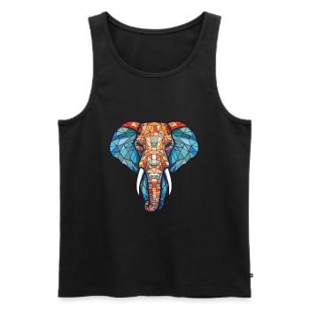Elephant Colorful Watercolor Animal Illustration - Men's Premium Organic Tank Top - black - Front - AI Model Male 178 light (178cm)