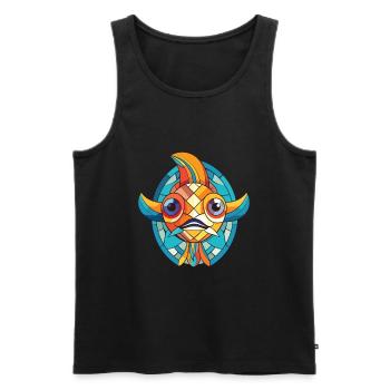 Fish Colorful Watercolor Animal Pet Illustration - Men's Premium Organic Tank Top - black - Front - AI Model Male 178 light (178cm)