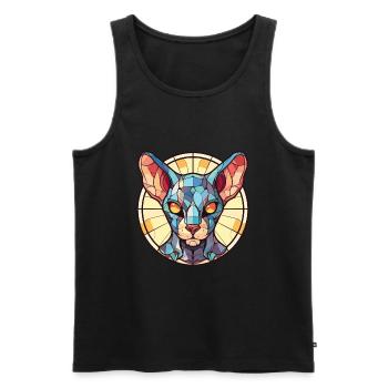 Sphynx Katze Buntes Aquarell Tier Illustration - Männer Premium Bio Tank Top - Schwarz - Vorne - Michal (187cm)
