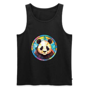Panda Buntes Aquarell Tier Haustier Illustration - Männer Premium Bio Tank Top - Schwarz - Vorne - Michal (187cm)