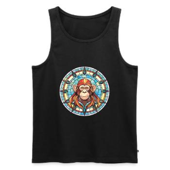 Monkey Colorful Watercolor Animal Pet Illustration - Men's Premium Organic Tank Top - black - Front - AI Model Male 178 light (178cm)
