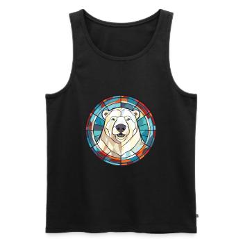 Polar Bear Colorful Watercolor Animal Illustration - Men's Premium Organic Tank Top - black - Front - Michal (187cm)