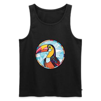 Toucan aquarelle colorée Animal animal de compagnie Illustration - Débardeur bio Premium Homme - noir - Devant - Michal (187cm)