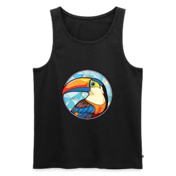 Toucan aquarelle colorée Animal animal de compagnie Illustration - Débardeur bio Premium Homme - noir - Devant - Michal (187cm)