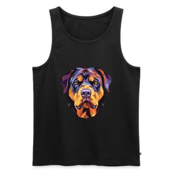 Rottweiler Chien Aquarelle Colorée Animal Cartoon - Débardeur bio Premium Homme - noir - Devant - Michal (187cm)