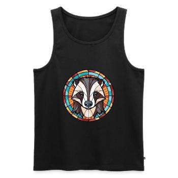 Badger Colorful Watercolor Animal Pet Illustration - Men's Premium Organic Tank Top - black - Front - AI Model Male 178 light (178cm)