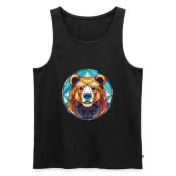 Bear Colorful Watercolor Animal Pet Illustration - Men's Premium Organic Tank Top - black - Front - AI Model Male 178 light (178cm)