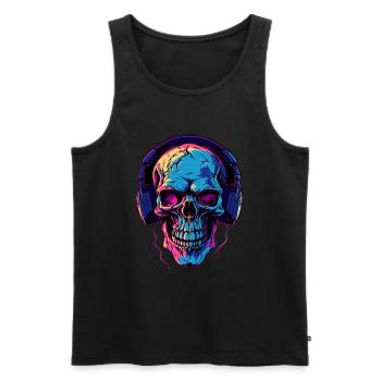 Colorful abstract skull with headphones - Men's Premium Organic Tank Top - black - Front - Michal (187cm)