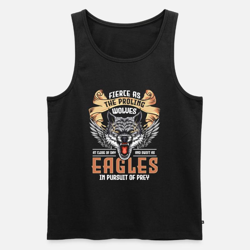 Wolf Tier Mystik Wolfpack - Männer Premium Bio Tank Top - Schwarz