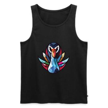 Schwarzer Schwan Buntes Aquarell Tier Illustration - Männer Premium Bio Tank Top - Schwarz - Vorne - Michal (187cm)