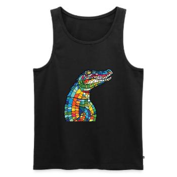 Crocodile Colorful Watercolor Animal Illustration - Men's Premium Organic Tank Top - black - Front - Michal (187cm)