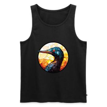 Kormoran bunte Aquarell-Tier-Illustration - Männer Premium Bio Tank Top - Schwarz - Vorne - Michal (187cm)