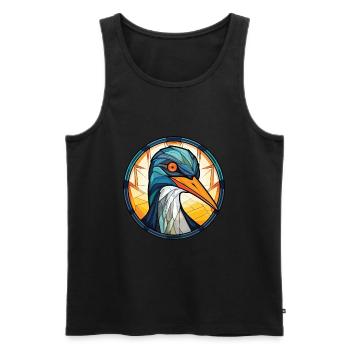 Kormoran bunte Aquarell-Tier-Illustration - Männer Premium Bio Tank Top - Schwarz - Vorne - Michal (187cm)