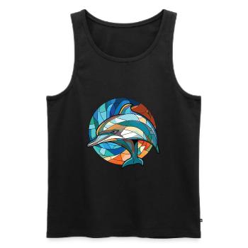 Dolphin Colorful Watercolor Animal Illustration - Men's Premium Organic Tank Top - black - Front - AI Model Male 178 light (178cm)