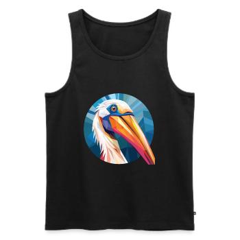 Pelikan Vogel Buntes Aquarell Tier Cartoon - Männer Premium Bio Tank Top - Schwarz - Vorne - AI Model Male 178 light (178cm)