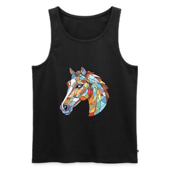 Pferd buntes Aquarell Tier Haustier Illustration - Männer Premium Bio Tank Top - Schwarz - Vorne - Michal (187cm)