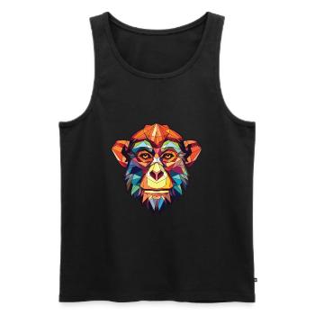 Monkey Colorful Watercolor Animal Pet Illustration - Men's Premium Organic Tank Top - black - Front - AI Model Male 178 light (178cm)