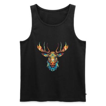 Moose Colorful Watercolor Animal Pet Illustration - Men's Premium Organic Tank Top - black - Front - Michal (187cm)
