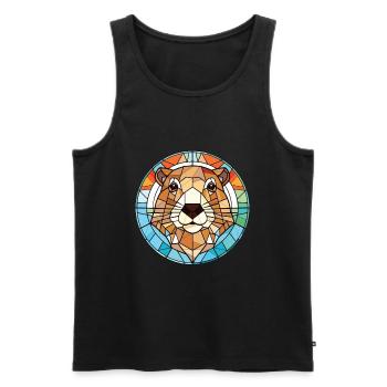 Murmeltier buntes Aquarell Tier Illustration - Männer Premium Bio Tank Top - Schwarz - Vorne - Michal (187cm)
