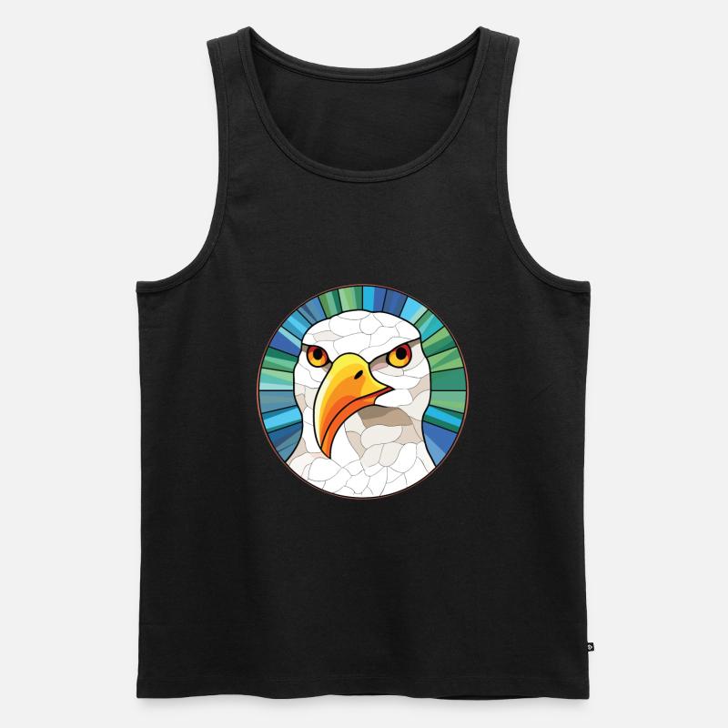 Möwe bunte Aquarell-Tier-Illustration - Männer Premium Bio Tank Top - Schwarz