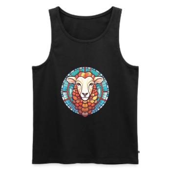 Schaf buntes Aquarell Tier Haustier Illustration - Männer Premium Bio Tank Top - Schwarz - Vorne - AI Model Male 178 light (178cm)